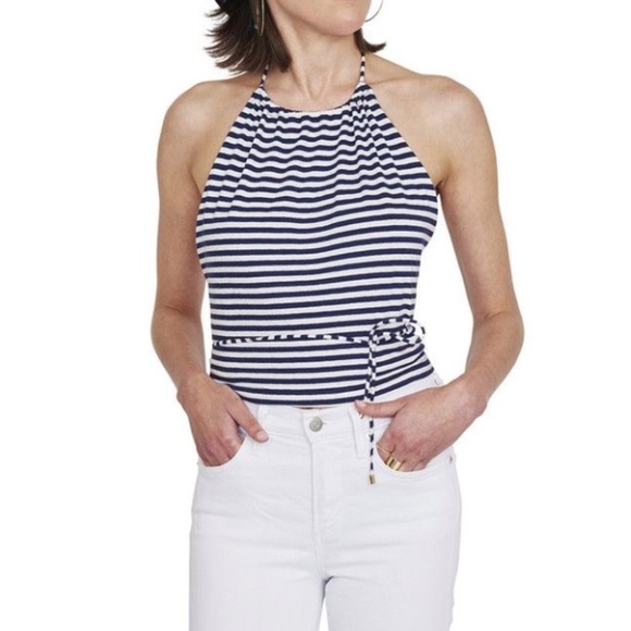 Mark D. Sikes, NWT, MDS Blue and White Halter top, One size - Picture 1 of 8